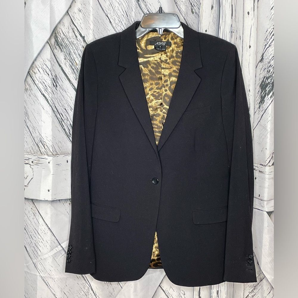 NYDJ Blazer Black w/Leopard Lining 6